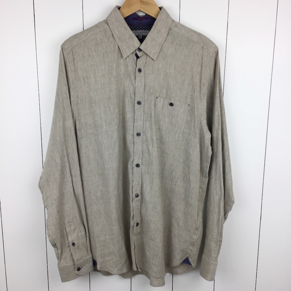Ted Baker London Mens 5 XL Linen Shirt Flip Cuff